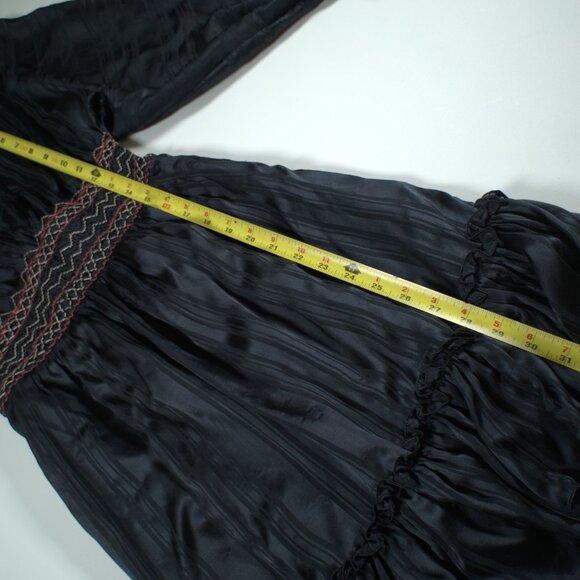 Ulla Johnson Odette Smocked Silk Midnight Dress - Picture 9 of 11